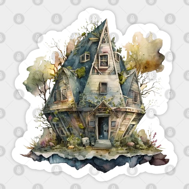 Goblincore house creepy cute house Sticker by Mimeographics